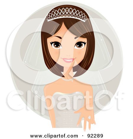 Royalty-Free (RF) Clipart Illustration of a Brunette Caucasian Bride Presenting Her Wedding Ring by Melisende Vector