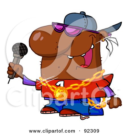Royalty-Free (RF) Clipart Illustration of a Black Rapper Dude Singing by Hit Toon