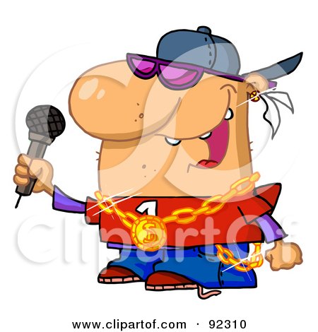 Royalty-Free (RF) Clipart Illustration of a White Rapper Dude Singing by Hit Toon