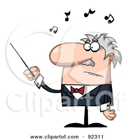 Royalty-Free (RF) Clipart Illustration of a Senior Conductor Waving A Baton by Hit Toon