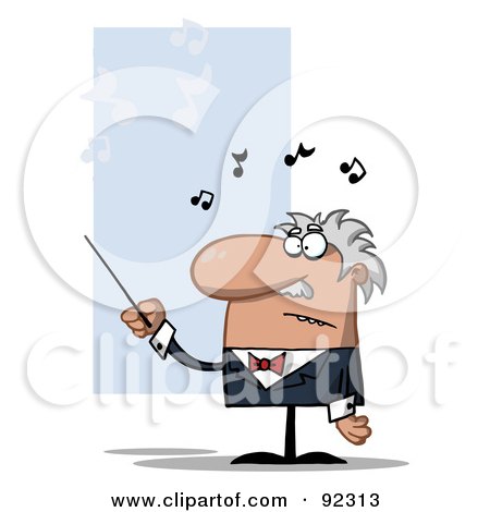 Royalty-Free (RF) Clipart Illustration of a Conductor Man Waving A Baton by Hit Toon