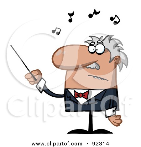 Royalty-Free (RF) Clipart Illustration of a Male Conductor Waving A Baton by Hit Toon