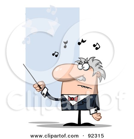 Royalty-Free (RF) Clipart Illustration of a Male Conductor Waving A Baton by Hit Toon