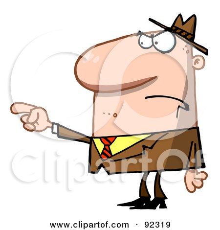 Royalty-Free (RF) Clipart Illustration of a Caucasian Man Pointing The Blame by Hit Toon
