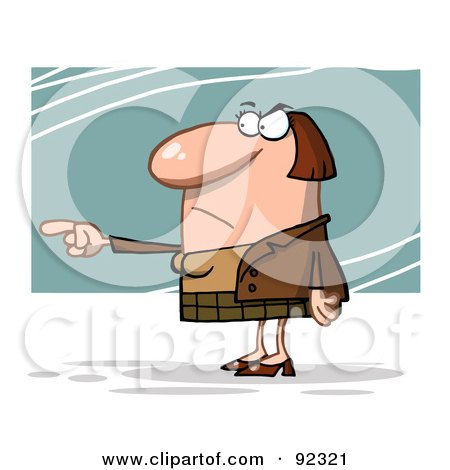 Royalty-Free (RF) Clipart Illustration of a Mad Business Woman Pointing The Blame by Hit Toon