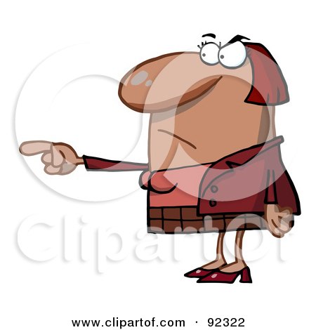 Royalty-Free (RF) Clipart Illustration of a Mad Lady Pointing The Blame by Hit Toon