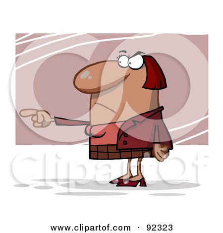 Royalty-Free (RF) Clipart Illustration of an Angry Lady Pointing The Blame by Hit Toon