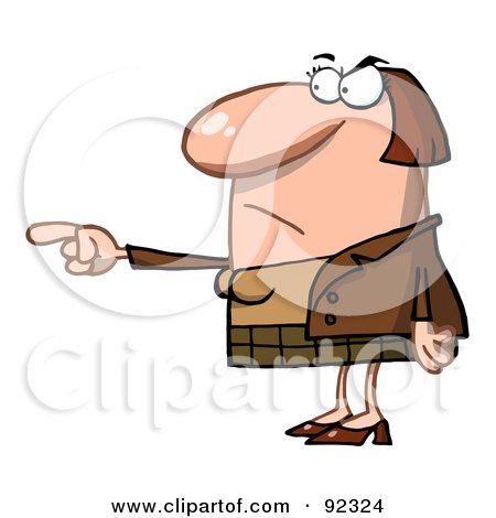 Royalty-Free (RF) Clipart Illustration of a Mad Caucasian Woman Pointing The Blame by Hit Toon
