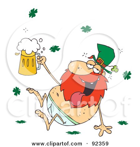 Royalty-Free (RF) Clipart Illustration of a Drunk Leprechaun In His Underwear, Holding  Up A Beer by Hit Toon