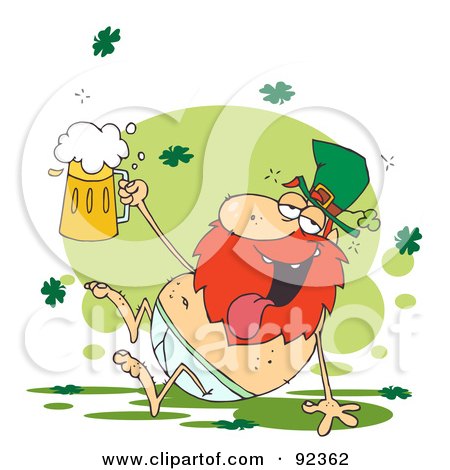 Royalty-Free (RF) Clipart Illustration of a Tipsy Leprechaun In His Underwear, Holding  Up A Beer by Hit Toon