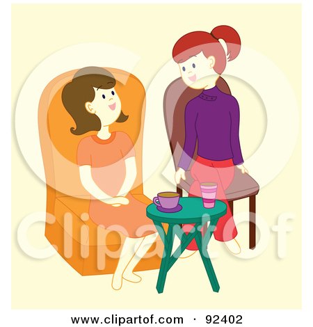Royalty-Free (RF) Clipart Illustration of a Two Ladies Sitting In Chairs And Talking by Cherie Reve