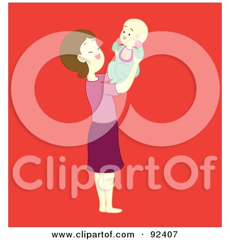 Royalty-Free (RF) Clipart Illustration of a Mother Holding Up Her Baby by Cherie Reve