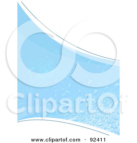 Royalty-Free (RF) Clipart Illustration of a Blue Water Droplet Swoosh Over White by Arena Creative