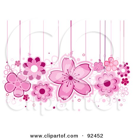 Royalty-Free (RF) Clipart Illustration of Pink Flowers Hanging From Strings by BNP Design Studio