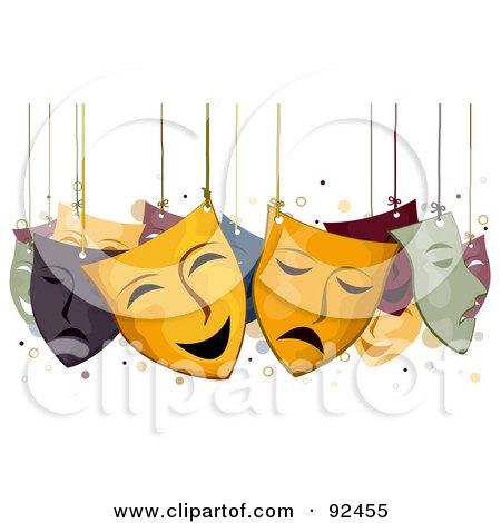 Royalty-Free (RF) Clipart Illustration of Face Masks Hanging From Strings by BNP Design Studio