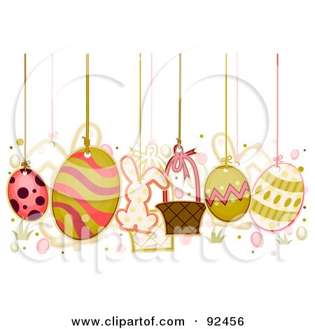 Royalty-Free (RF) Clipart Illustration of Easter Items Hanging From Strings by BNP Design Studio