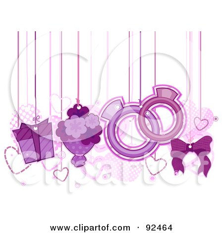 Royalty-Free (RF) Clipart Illustration of Wedding Items Hanging From Strings by BNP Design Studio