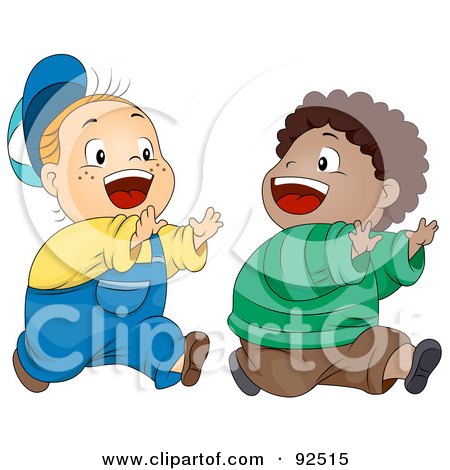 Royalty-Free (RF) Clipart Illustration of Two Boys Playing Chase by BNP Design Studio