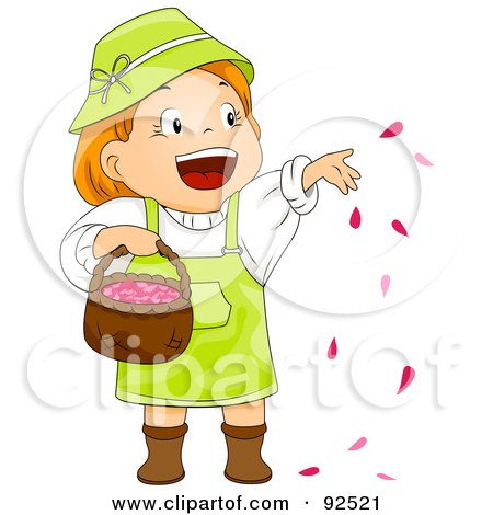 Royalty-Free (RF) Clipart Illustration of a Little Girl Throwing Rose Petals by BNP Design Studio