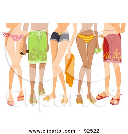 Royalty-Free (RF) Clipart Illustration of Legs Of Summer Men And Women In Swim Wear by BNP Design Studio