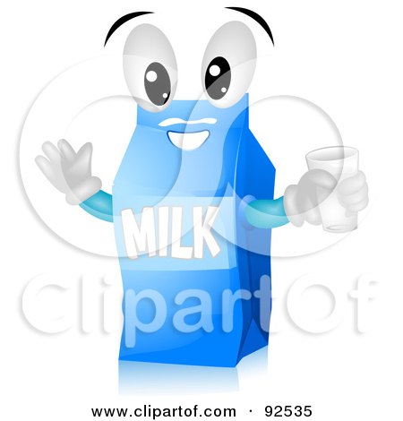 Royalty-Free (RF) Clipart Illustration of a Friendly Blue Milk Carton Character by BNP Design Studio