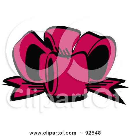 Royalty-Free (RF) Clipart Illustration of a Pink Birthday Gift Bow by Andy Nortnik