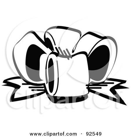Royalty-Free (RF) Clipart Illustration of a Black And White Birthday Gift Bow by Andy Nortnik