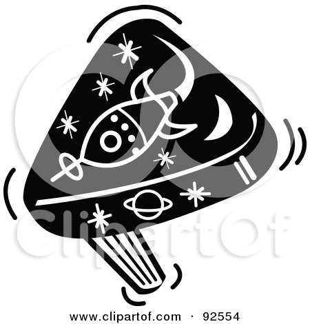 Royalty-Free (RF) Clipart Illustration of a Black And White Rocket Party Noise Maker by Andy Nortnik