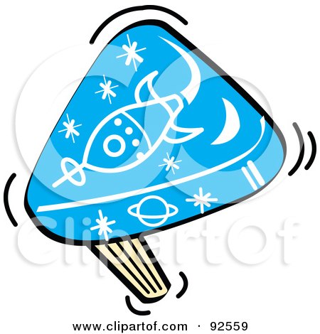 Royalty-Free (RF) Clipart Illustration of a Blue Rocket Party Noise Maker by Andy Nortnik