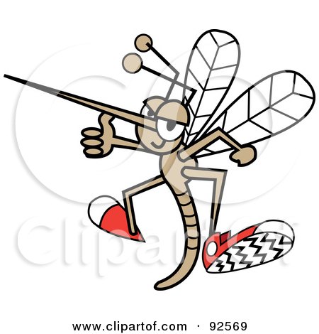 Royalty-Free (RF) Clipart Illustration of a Mosquito Holding A Thumb Up by Andy Nortnik