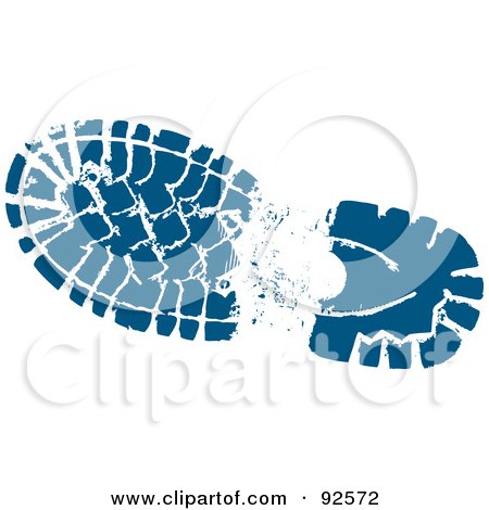 Royalty-Free (RF) Clipart Illustration of a Blue Hikers Boot Track by Andy Nortnik