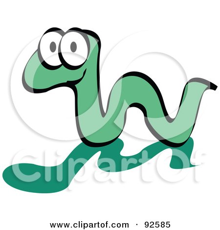 Royalty-Free (RF) Clipart Illustration of a Cute Green Worm With A Green Shadow by Andy Nortnik