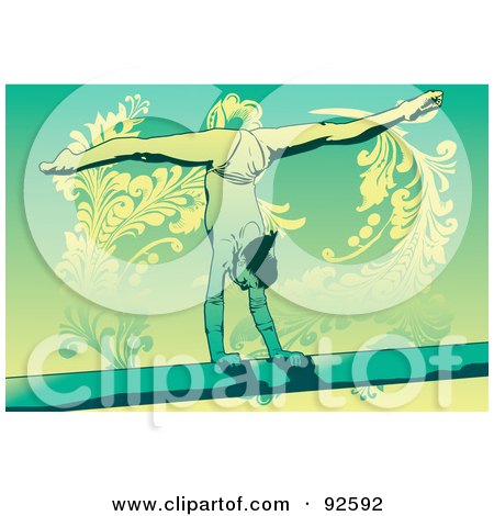 Royalty-Free (RF) Clipart Illustration of a Female Gymnast On A Beam by mayawizard101