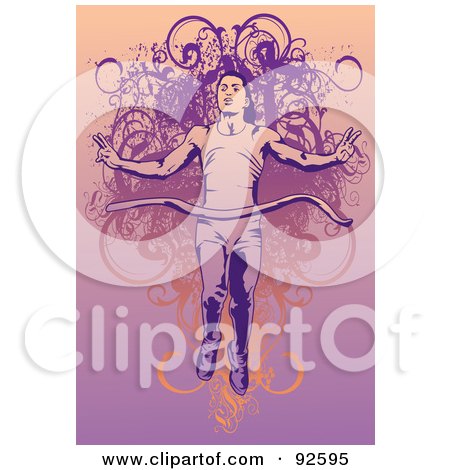 Royalty-Free (RF) Clipart Illustration of a Runner Breaking Through The Finish Line by mayawizard101