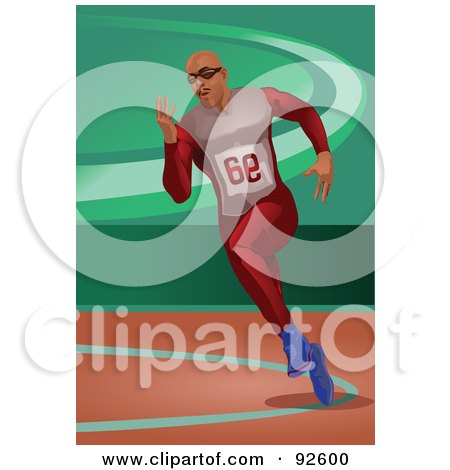Royalty-Free (RF) Clipart Illustration of a Professional Olympic Runner On A Track by mayawizard101