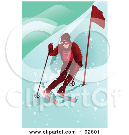 Royalty-Free (RF) Clipart Illustration of a Professional Olympic Skier by mayawizard101
