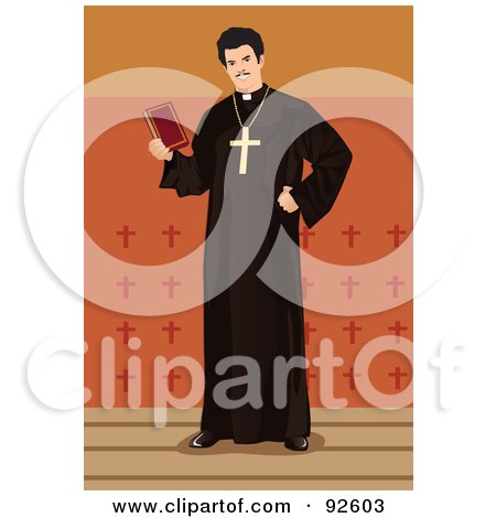 Royalty-Free (RF) Clipart Illustration of a Standing Monk by mayawizard101