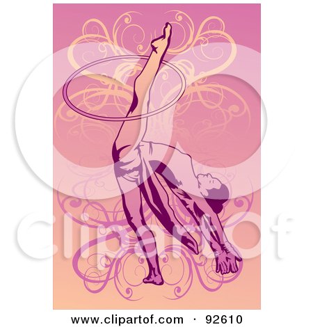 Royalty-Free (RF) Clipart Illustration of a Female Gymnast With A Hoop On Her Leg by mayawizard101