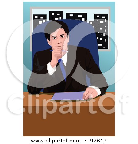 Royalty-Free (RF) Clipart Illustration of a Business Man In An Office - 2 by mayawizard101