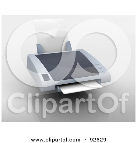 Royalty-Free (RF) Clipart Illustration of a 3d Personal Desktop Printer Over Gray by KJ Pargeter