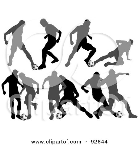 Royalty-Free (RF) Clipart Illustration of a Digital Collage Of Soccor Opponents Playing Soccer by KJ Pargeter