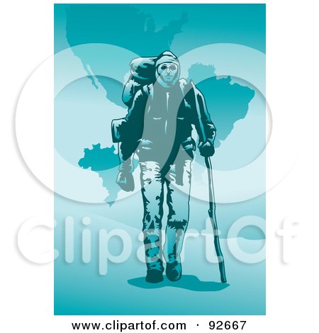 Royalty-Free (RF) Clipart Illustration of a Backpacker Trekking - 9 by mayawizard101
