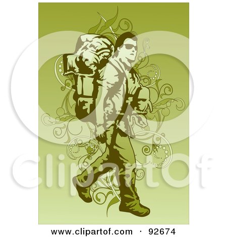 Royalty-Free (RF) Clipart Illustration of a Backpacker Trekking - 2 by mayawizard101