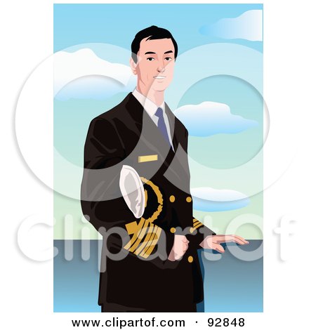 Royalty-Free (RF) Clipart Illustration of a Male Captain In Uniform - 2 by mayawizard101