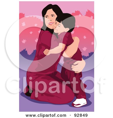 Royalty-Free (RF) Clipart Illustration of a Loving Mother And Child - 1 by mayawizard101