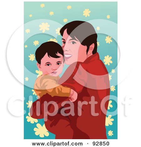 Royalty-Free (RF) Clipart Illustration of a Loving Mother And Child - 2 by mayawizard101
