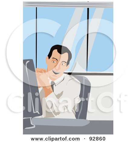 Royalty-Free (RF) Clipart Illustration of a Business Man In An Office - 3 by mayawizard101