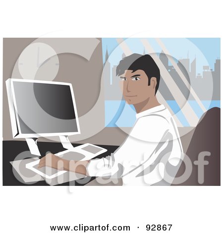 Royalty-Free (RF) Clipart Illustration of a Business Man In An Office - 4 by mayawizard101