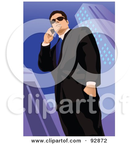Royalty-Free (RF) Clipart Illustration of a Business Man Having A Conversation On A Cell Phone - 3 by mayawizard101