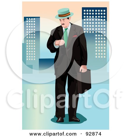 Royalty-Free (RF) Clipart Illustration of an Urban Business Man - 9 by mayawizard101